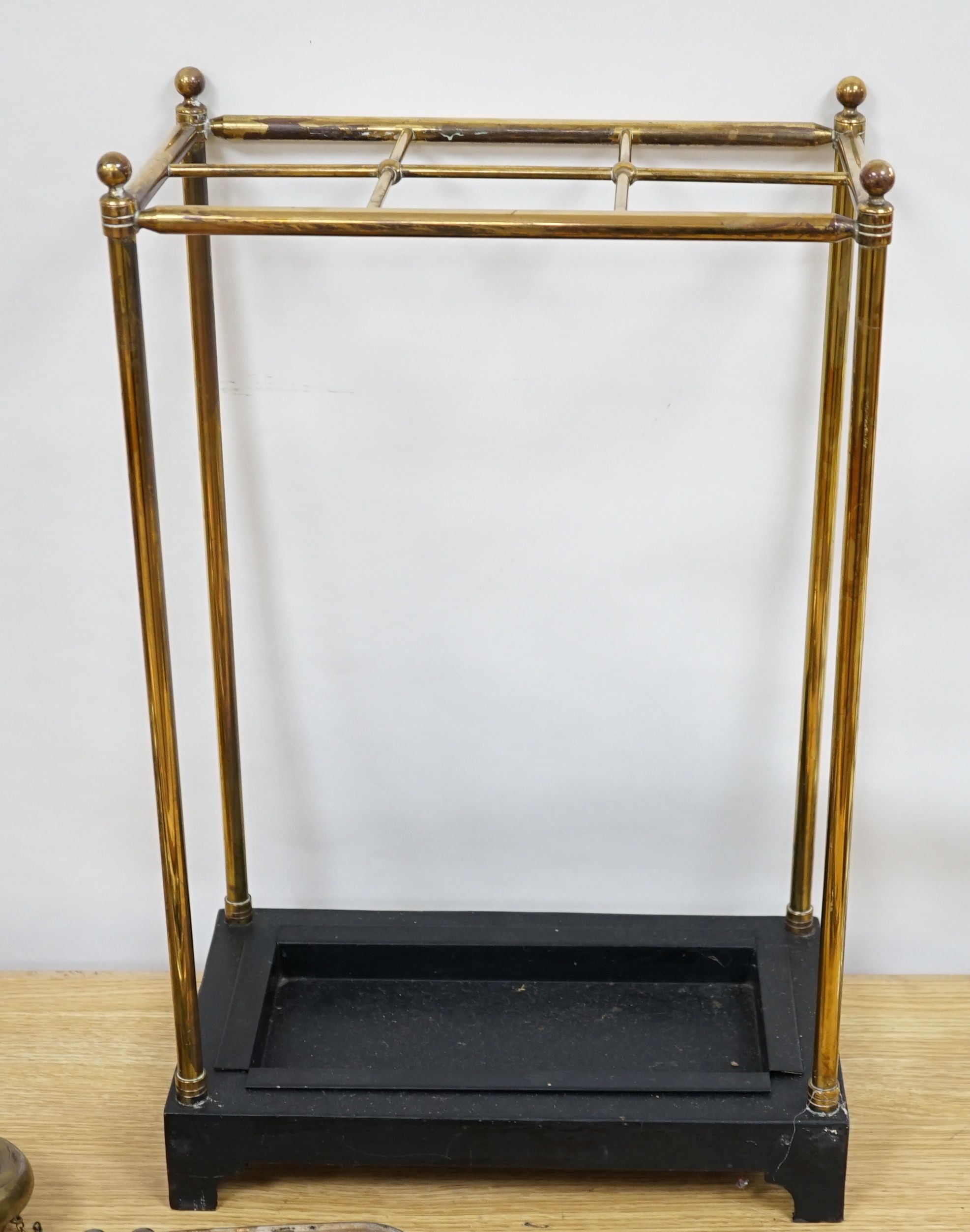 A brass framed stick stand 56cm